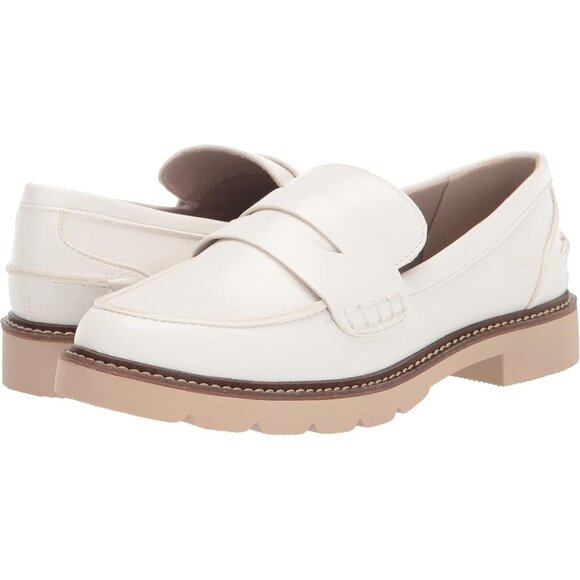 Anne Klein Womens White Rubber Low Chunky Heel Rounded Toe Emmylou Loafer Flat - Picture 8 of 9